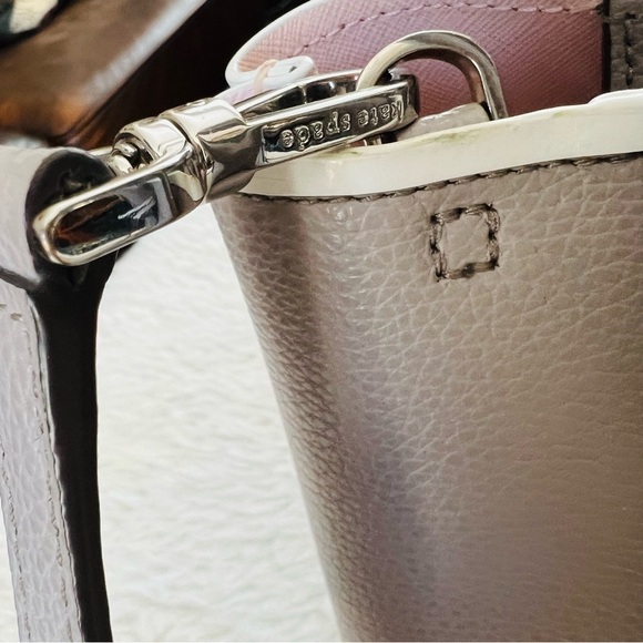 Kate Spade Eva Grain Leather Top Zip Soft Taupe Satchels/Crossbody Small Bag - Picture 5 of 16